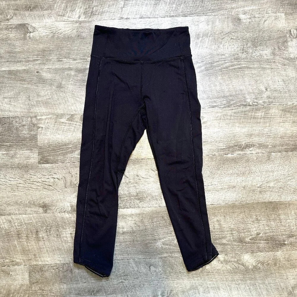 Lululemon Lacey Trim Detail Black Leggings in Size 4
